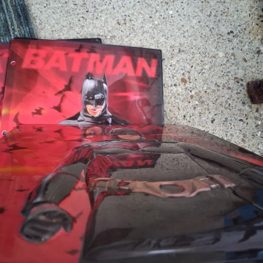 DC Comics BATMAN BEGINS 3D Folder Lot Of 4 Dimensional Plastic Vintage Y2K HTF